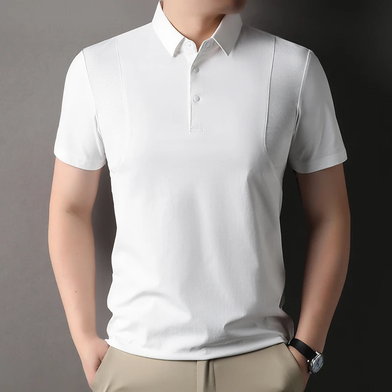 High-Quality Men's Quick-Drying Fabric with Breathable Mesh Collar and Stitched Short-Sleeved T-Shirt
