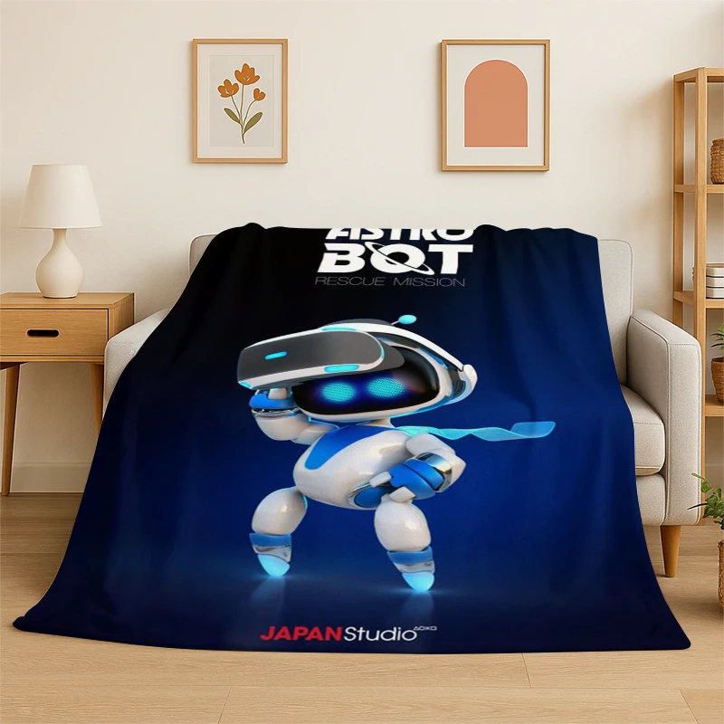 Manta de Franela con Diseño de Astro Bot, Suave y Cálida, para Dormitorio, Sala de Estar, Cama, Viajes, Campamento, Picnic, Regalo para Niños