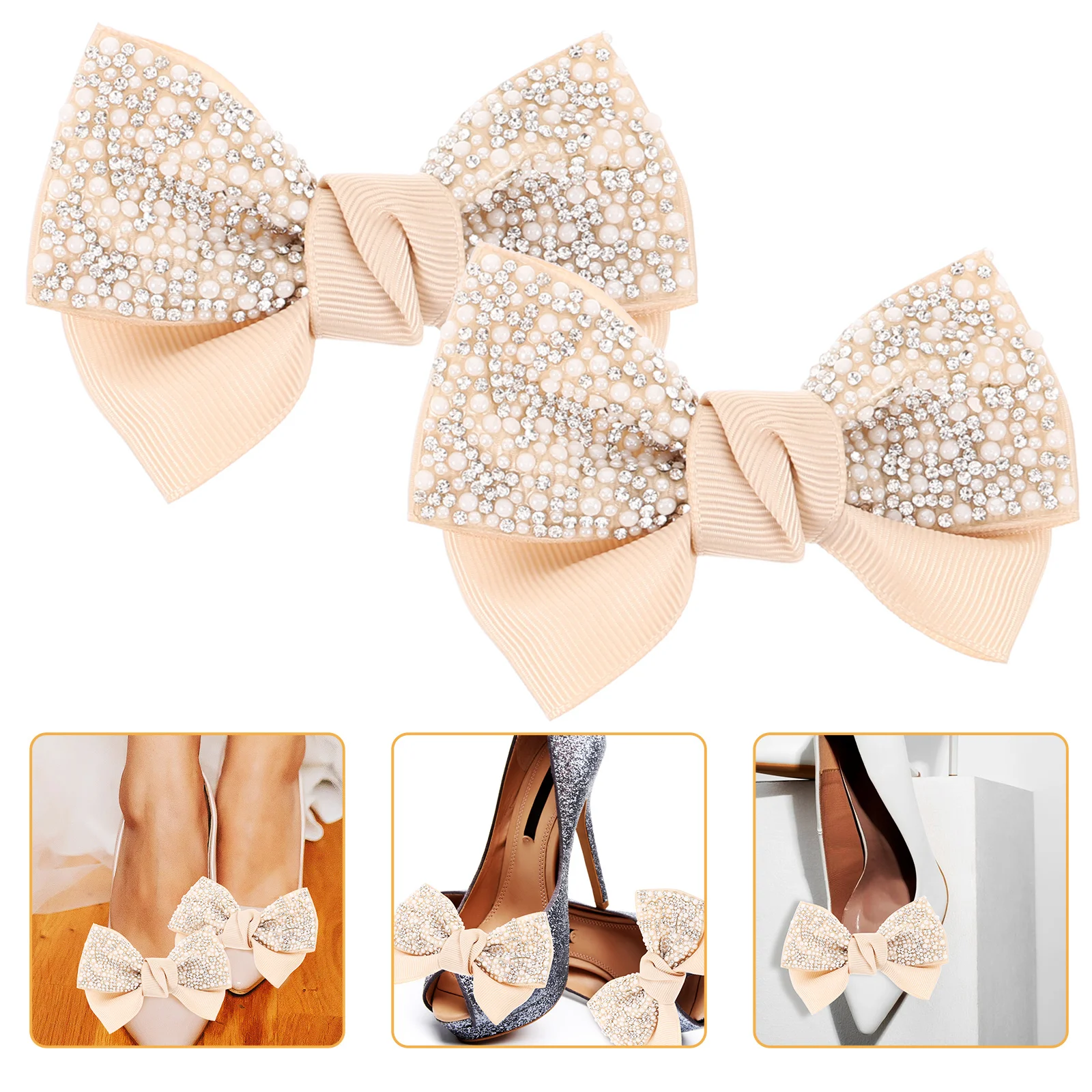 

1Pair Rhinestone Bow Shoe Charms Sparkly DIY Shoe Jewelry Decorations for Pumps Heels Wedges Stylish Clothes Matching Footwear
