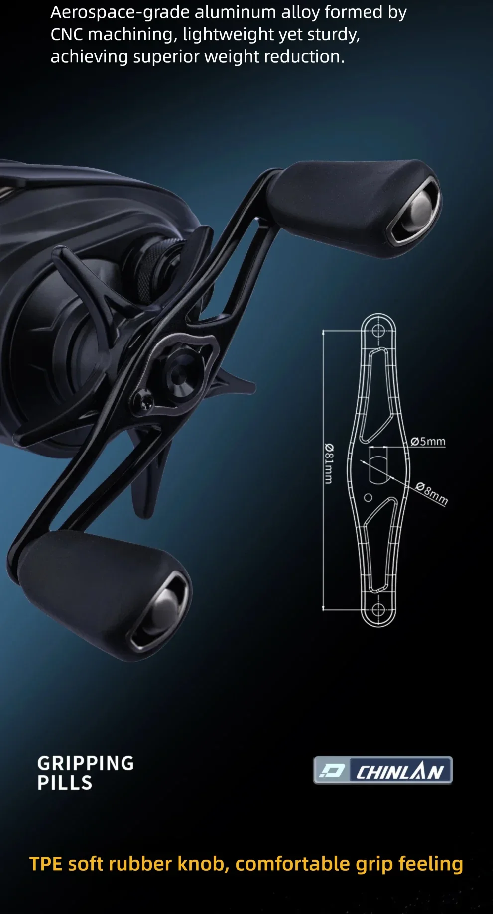 DMK Yancey Universal DC Baitcasting-Rolle 8.5:1 Bremsklicker Vielseitig 3.5-17g Ködergewicht Angelzubehör – Detail 11