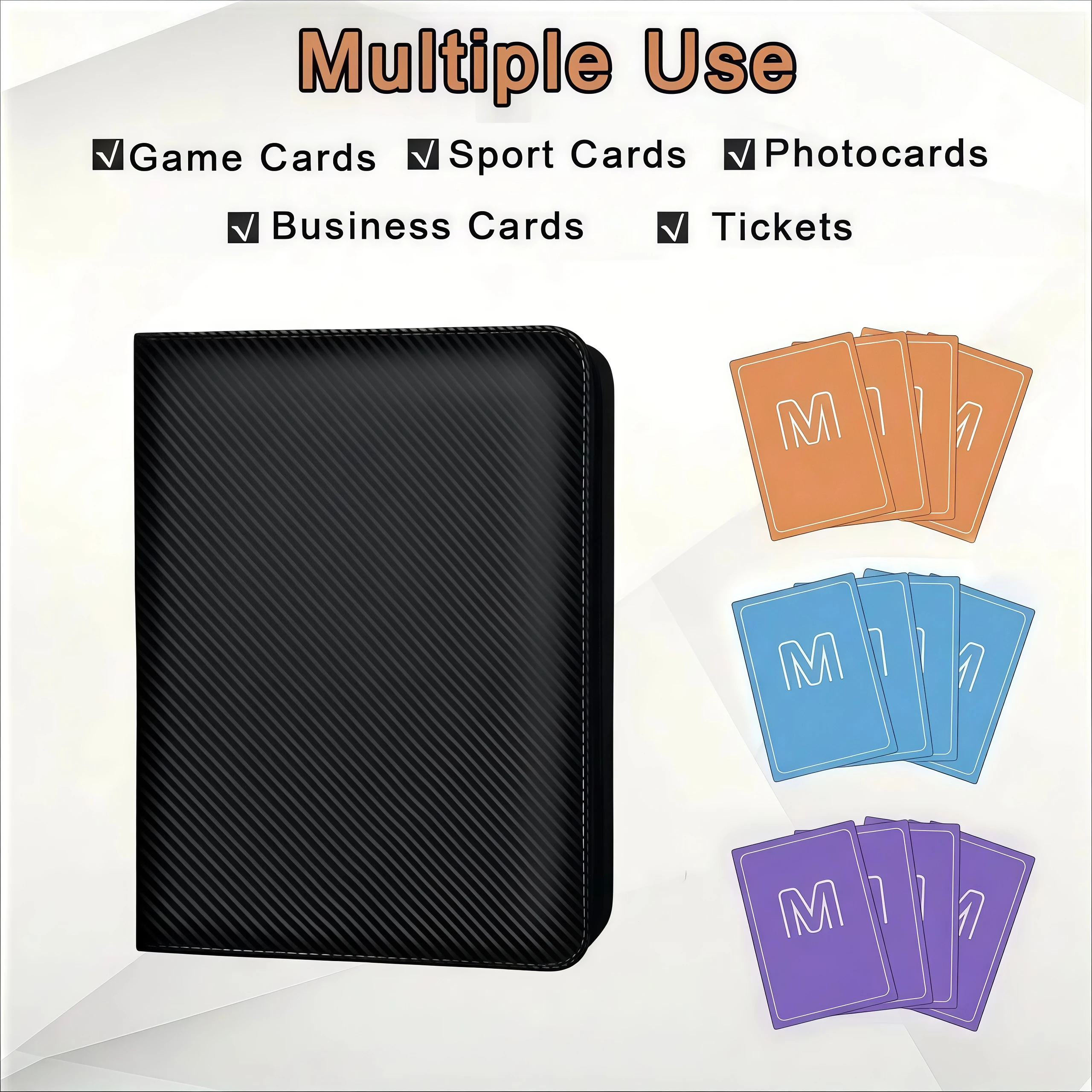 مجلد بطاقات التداول الفاخر ذو 4 جيوب، مجلد Tcg، مع 160 جيبًا تحميلًا جانبيًا، ألبوم بطاقات التداول مناسب لـ Mtg، Yu-Gi-Oh!، البيسبول، بطاقات رياضية لكرة القدم، مثالي لعشاق البطاقات، أسود، هدية عيد الميلاد، هدية عيد الشكر #5