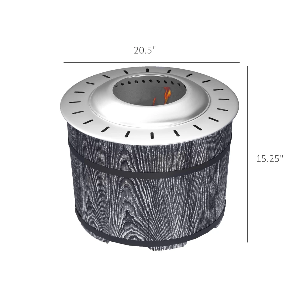 حفرة نار Outsunny بدون دخاني مع حصيرة مقاومة للحريق، حفرة نار محمولة لحرق الخشب، موقد للتخييم منخفض الدخان للفناء الخلفي باللون الأسود