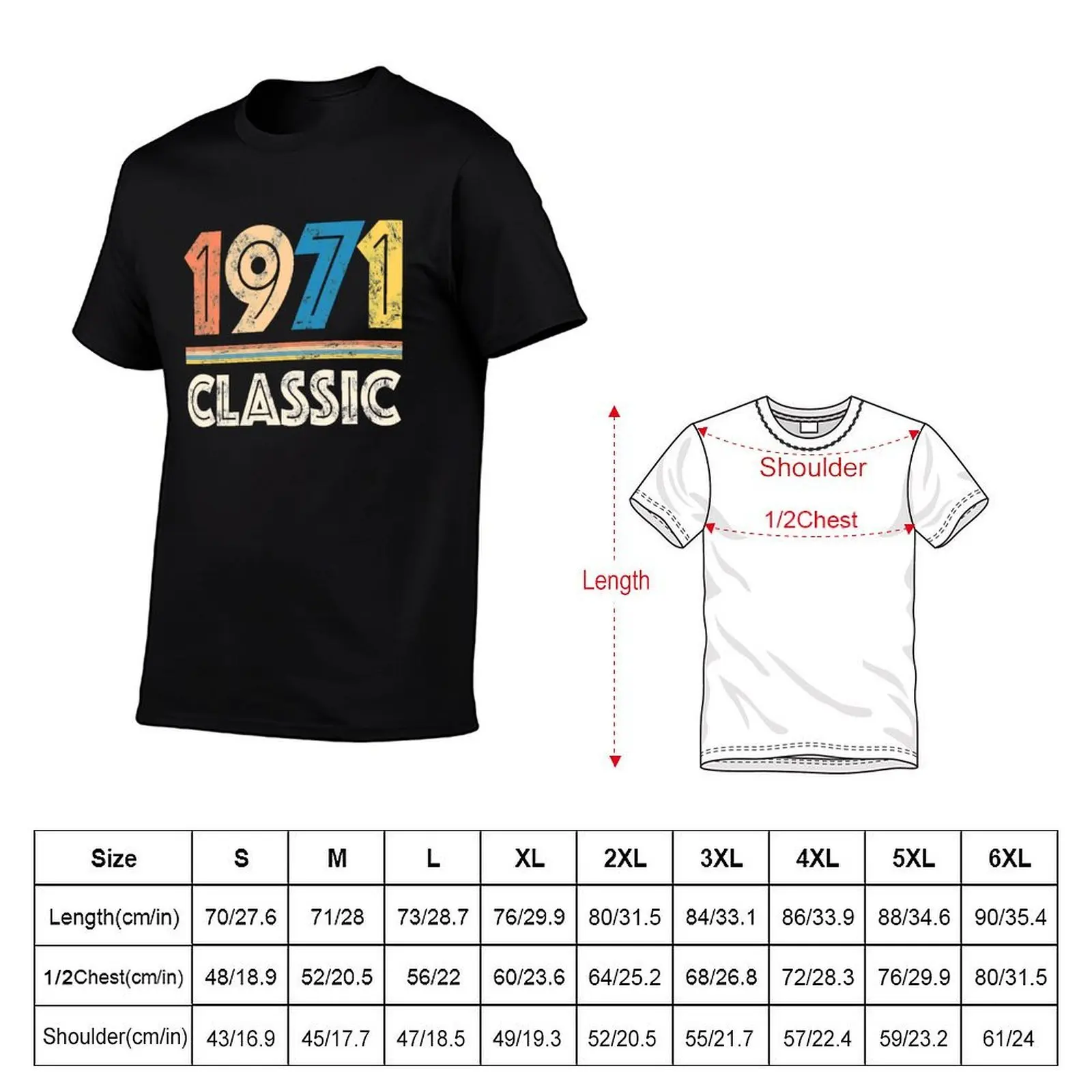 Vintage RETRO 1971 birthday T-Shirt man t shirt heavy cotton cotton t shirts man 100% T-Shirt
