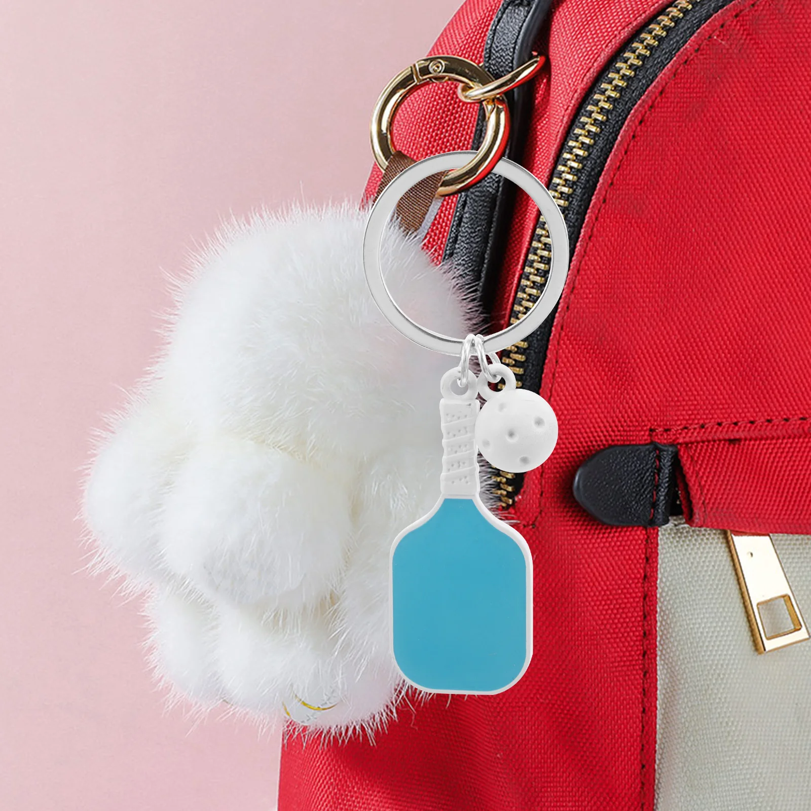 

2pcs Pickleball Keychain Fan Metal Mini Paddle Ball Charm Lightweight Sports Bag Accessory Durable Team Gift Stocking Stuffer
