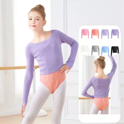 Girls Ballet Dance Sweater Flat Shoulder Sweater Children Autumn Winter Pullovers Long Sleeve Dance Practice Wearing Shawl