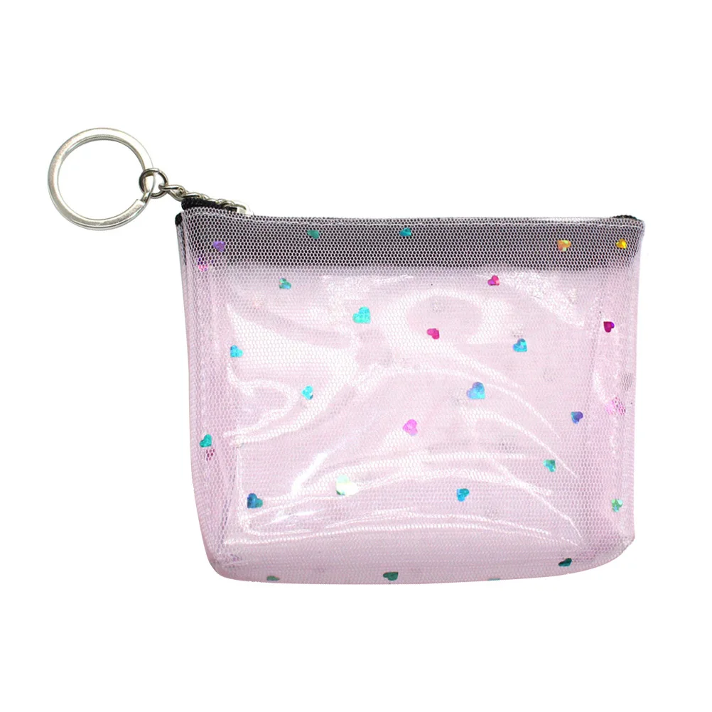 محفظة Love محفظة صغيرة شفافة من مادة PVC للنساء والفتيات بسحاب للإغلاق حقيبة نقود محمولة لإيصالات المفاتيح #4