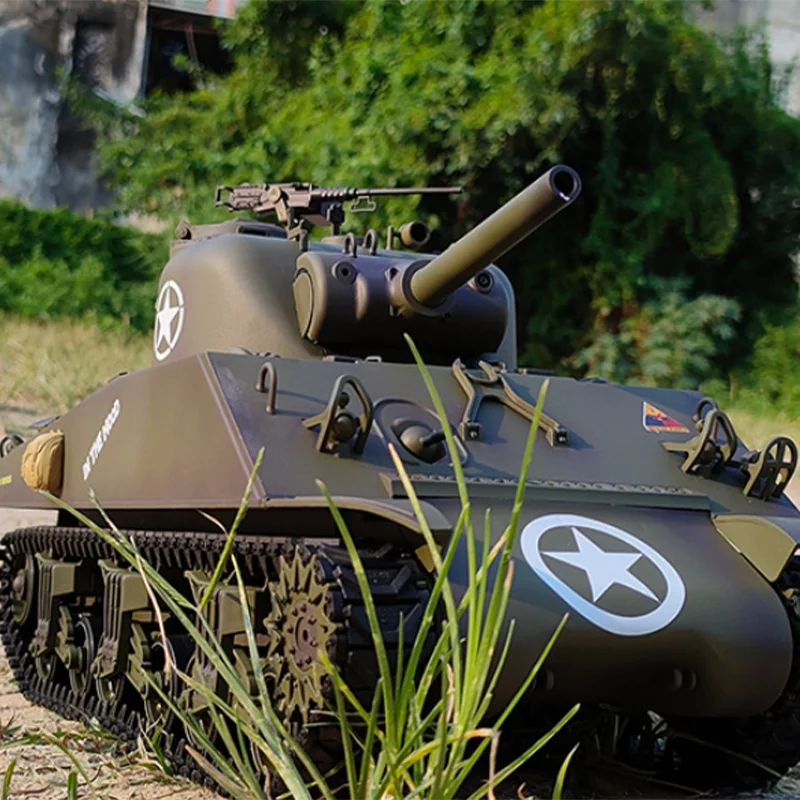 3898 Henglong Kubing Xie Sherman M4a3 Remote Control Tank Multi-Functional Competition Battle Tank Model Suitable For Boys Toys