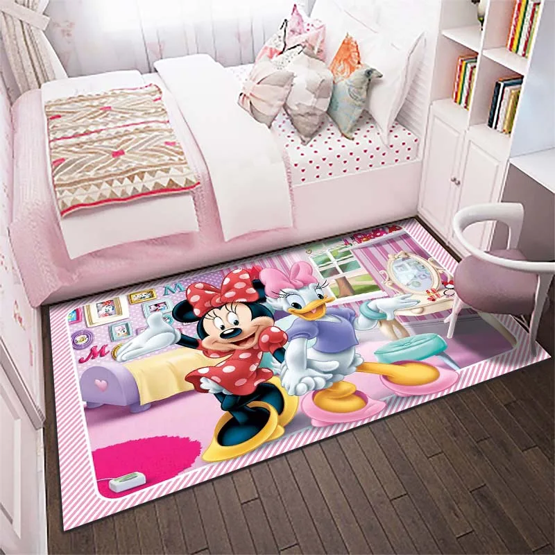 Disney Minnie Mickey Mouse Print Cartoon Carpet Rug for Home Living Room Bedroom Home Decor Non-slip Floor Mat Child Area Rug