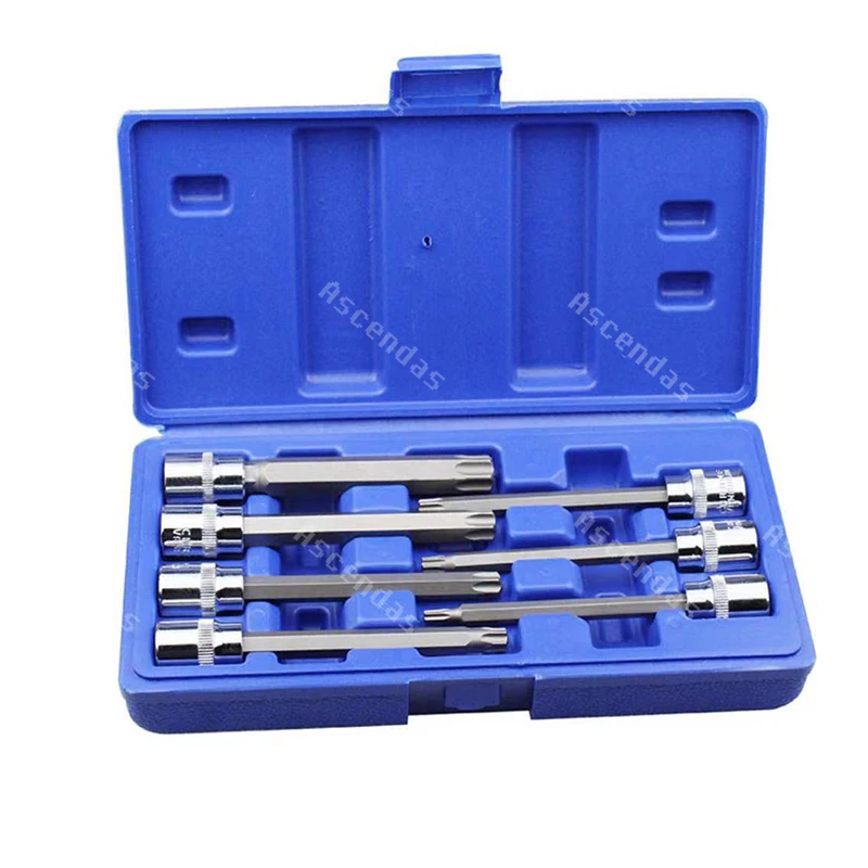 7pcs/set 3/8 inch Socket Tool Set Drive Extra Long Torx Star Bit Sockets Set T25 T30 T40 T45 T50 T55 T60 Hand Tools