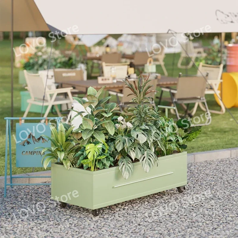 Mobile outdoor flower box  campsite restaurant pedestrian street partition creative courtyard planting  combination