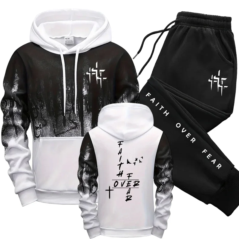 Fall Winter Daily Casual Fashion Sportswear Outdoor Jogger Fitness Outfit 2026 New in Men's Tracksuit Hoodie&sweatpants 2pcs Set view 3