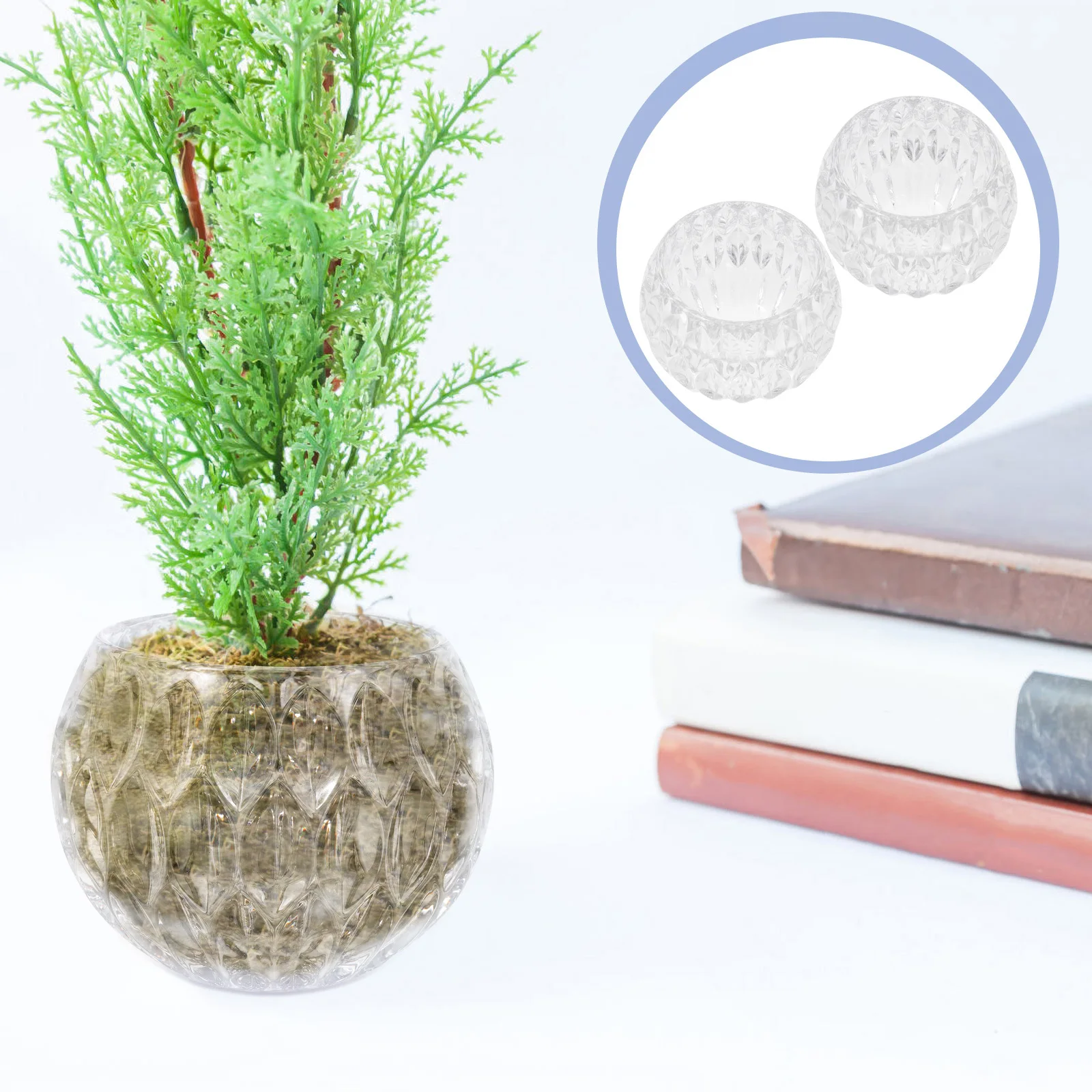 

2Pcs Clear Glass Candleholder Transparent Cup Design Wedding Tabletop Decor Classic Elegant Holder Ornament