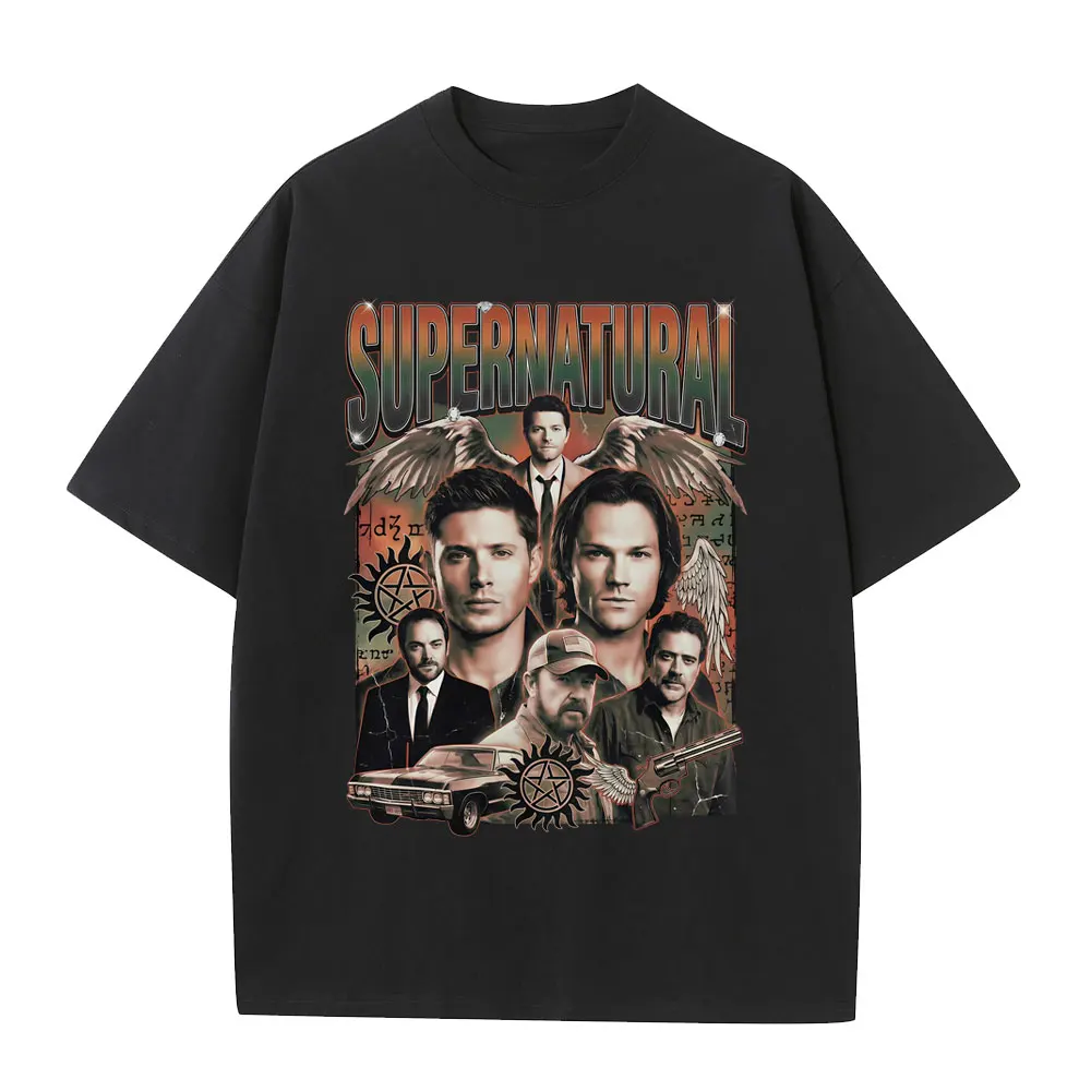 

Supernatural Winchester Family Business Carry on My Wayward Son Graphic T Shirt Men Women Fashion Gothic Rock Oversized T-shirt
