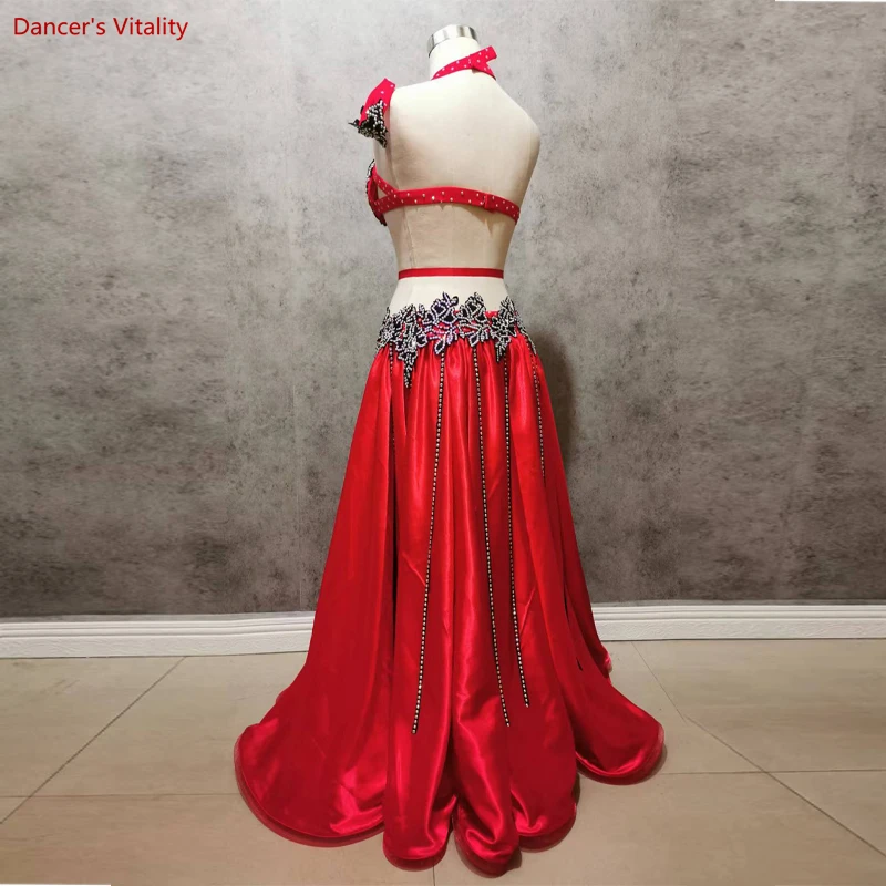 New Belly Dance Wear Competition Outfits Customized Applique Bra Belt Skirt Oriental Indian Dancers Stage Performance Costume