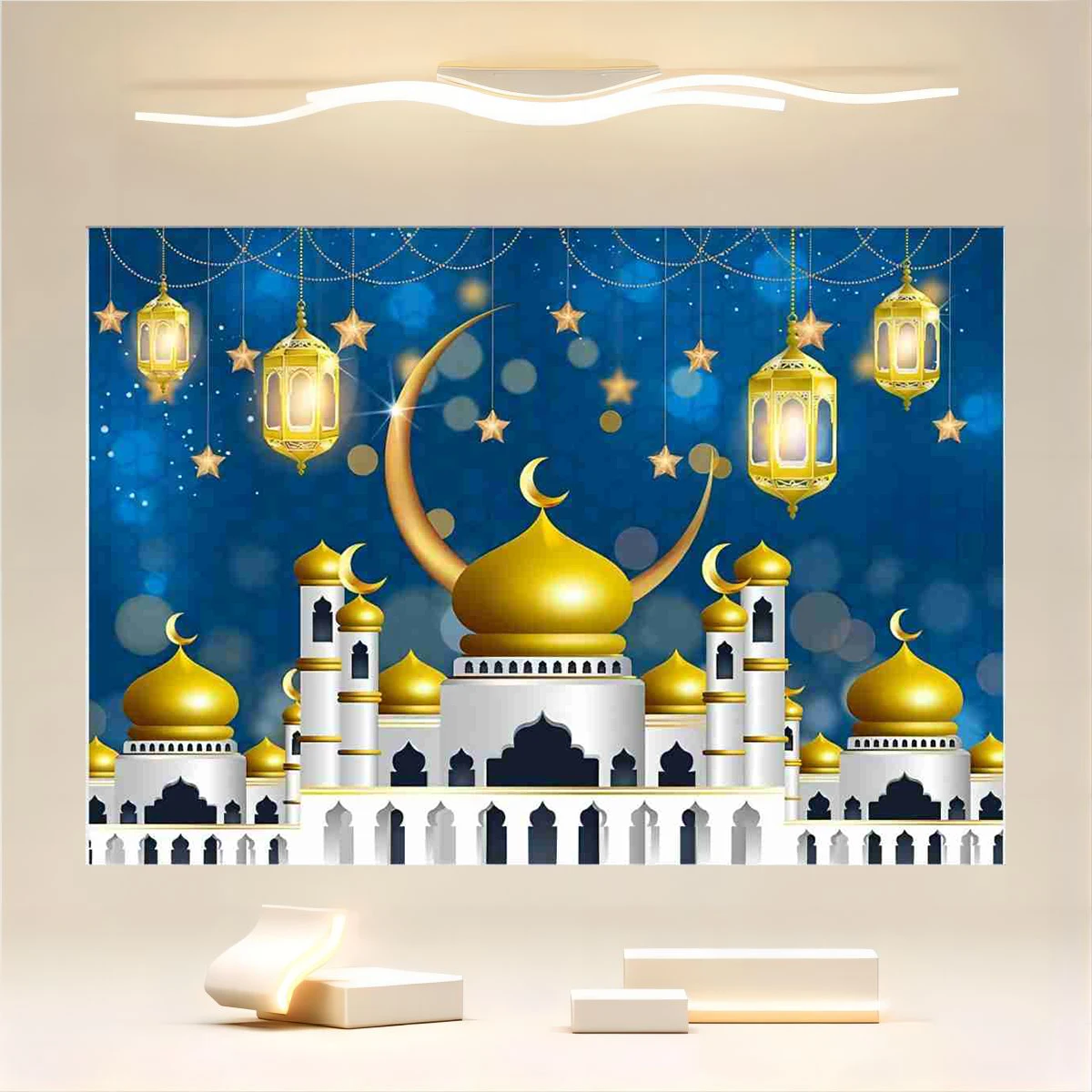 Eid Mubarak Crescent Moon Background Arab Muslim Islamic Mosque For Ramadan Kareem Holiday Party Decoration Islamic Masks