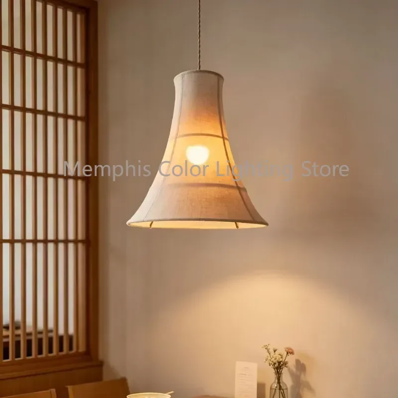 Wabi-sabi Wind Linen Chandelier Retro Japanese Bed and Breakfast Restaurant Bar Entrance Bedroom Pendant Lamp Atmosphere