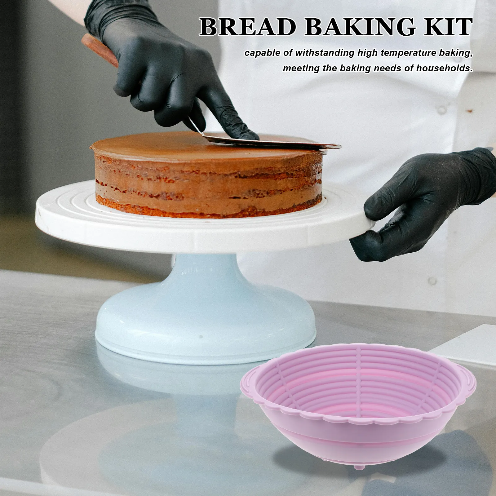 Foldable Silicone Banneton Basket Large Capacity Pink Round Dough Proofing Basket Kitchen Baking Sourdough Bread Proofing