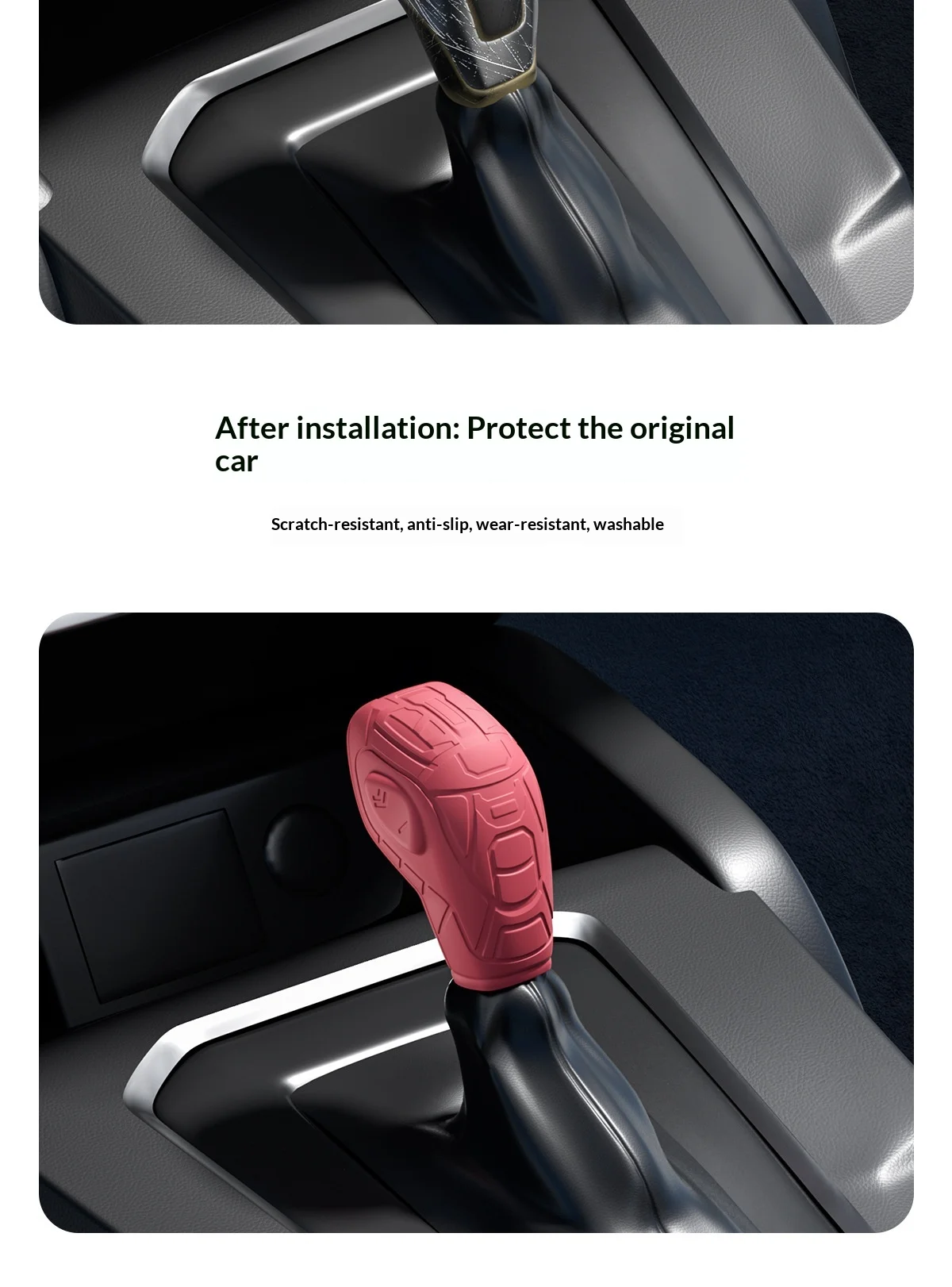 Auto-Leder-Carbonfaser-Schaltknaufabdeckung für Ford EcoSport Escape Fusion C-Max Energi Wagon Fiesta Focus Transit Van MK3 – Detail 3