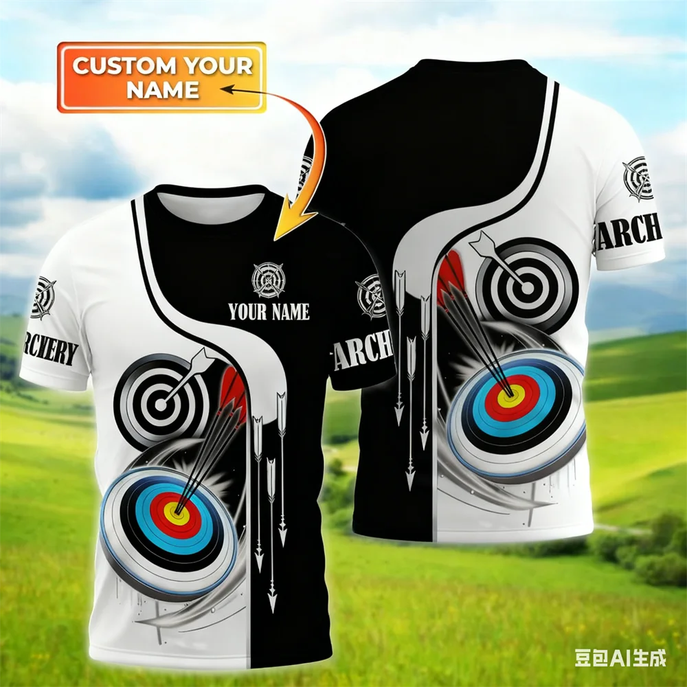 

Men's T Shirt 3D Print Personalized Name Archery T-shirt Summer Unisex Short Sleeve Loose Tee Accept Logo Customization Club Top