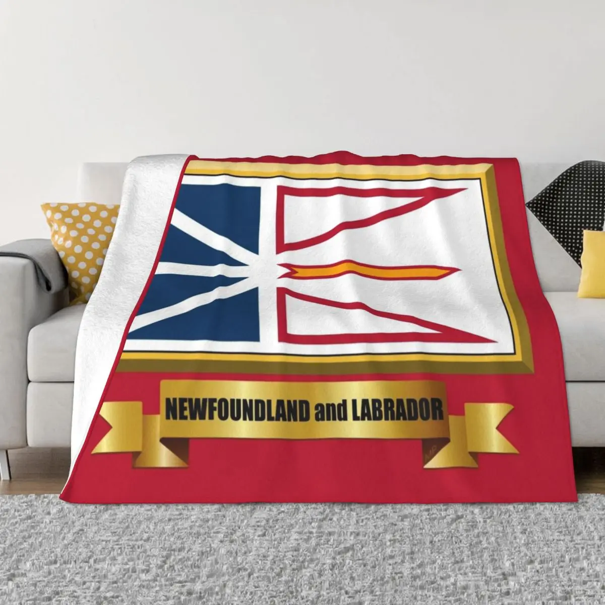 

NEWFOUNDLAND and LABRADOR Flag Gifts, Masks, Stickers & Products (GF) Throw Blanket Soft Bed Blankets Quilt Blanket