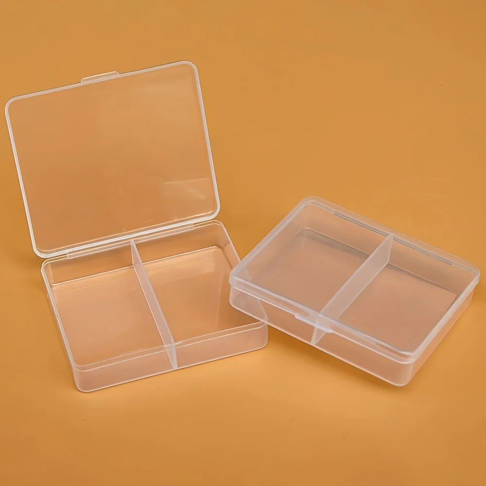 5pcs Mini Desktop Storage Boxes - Plastic Boxes for Jewelry,Hardware,Game Pieces,Crafts,Small Beads, Etc- 2 Grids, Jewelry Boxes