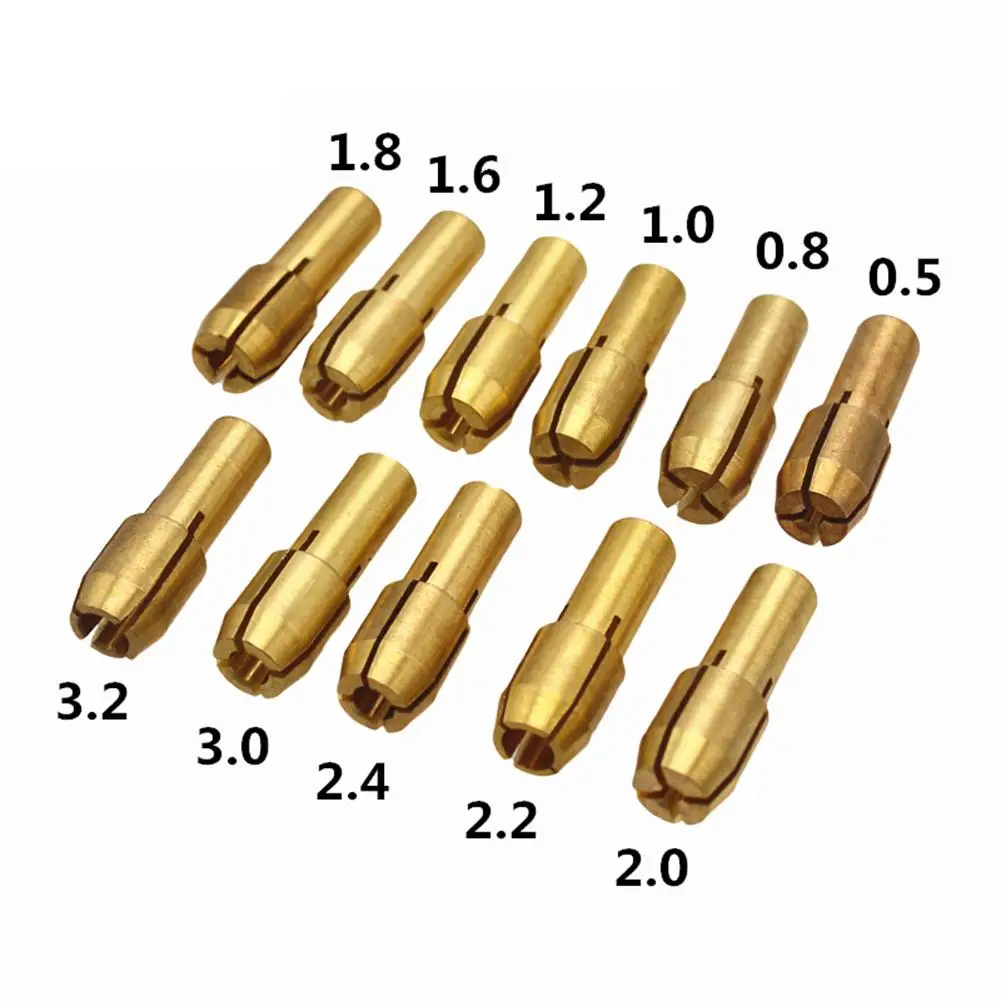 10/20/50pc0.5-3.2mm Power Tool Mini Drill Brass Collet Chuck For Electric Motor Shaft Drill Bit Tools Metal Drills Chuck Adapter