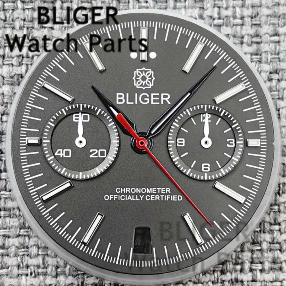 Запчасти для часов BLIGER, 31,5 мм, серый, Pelagos BRFXD, хронограф VK64, циферблат с 5-контактными стрелками VK64, зеленый светящийся механизм VK64