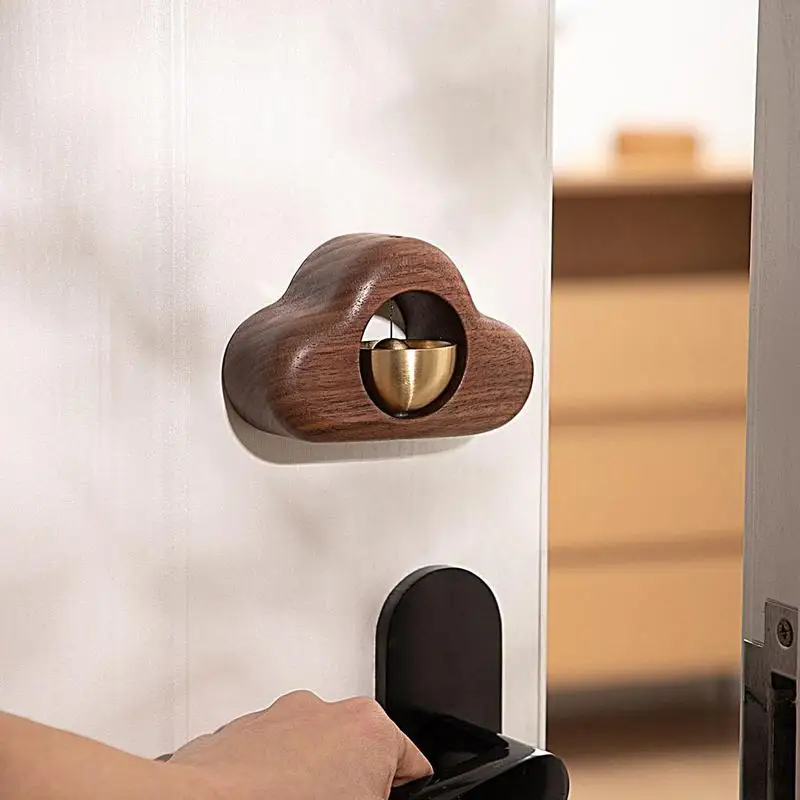 

Door Open Chime Wooden Cloud-Shaped Door Open Chime Entry Alert Chime Decorative Wind Chime Alerts Business When Entering