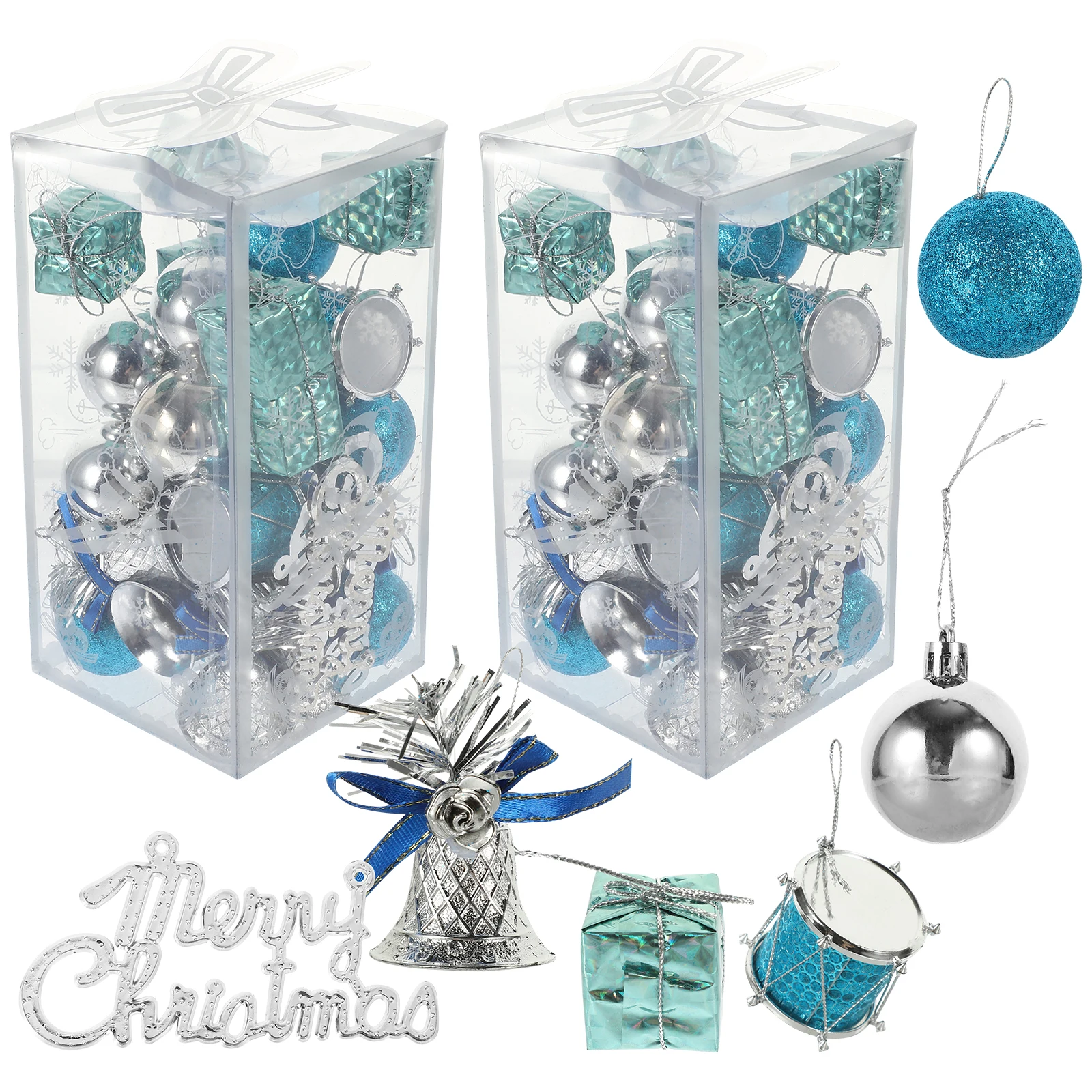 

2 Sets Christmas Tree Pendant Present Decorations Mini Ornaments Cartoon Outdoor