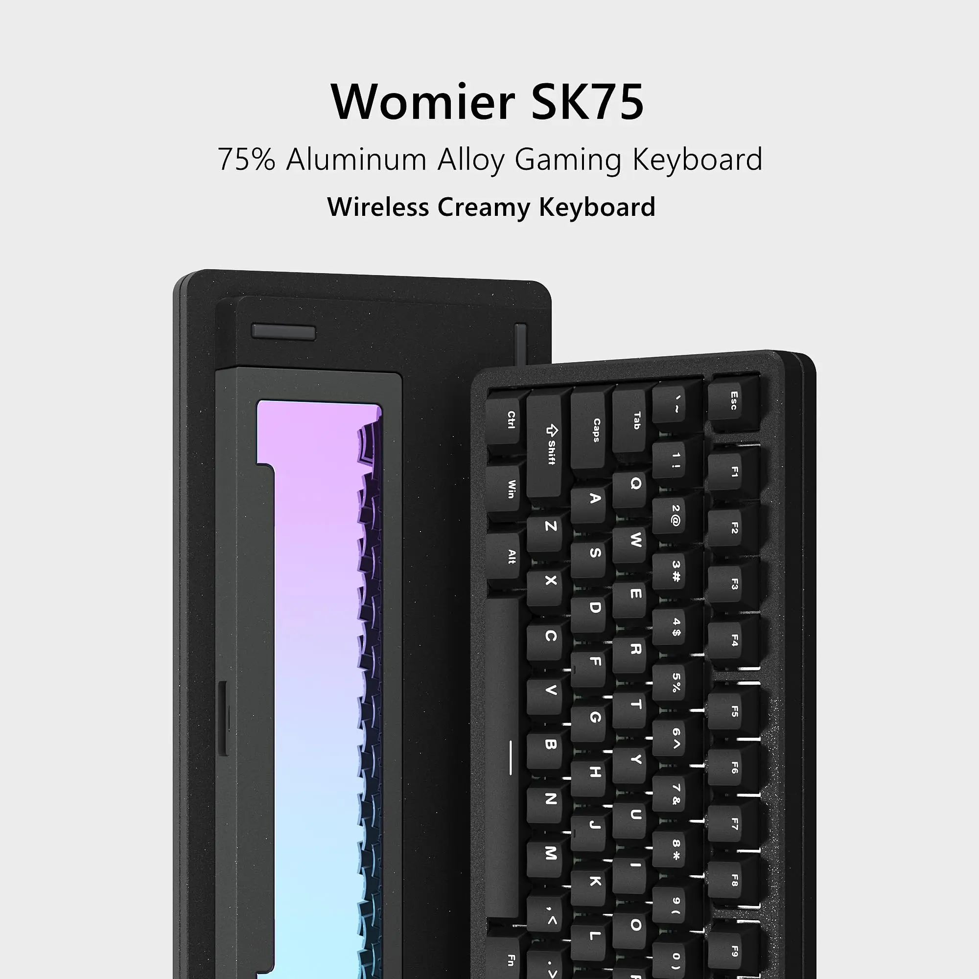 Womier SK75 Full Aluminum Wireless Mechanical Keyboard VIA Custom RGB Keyboard 3-Modes Gasket Hot Swap Gaming Keyboard for PC