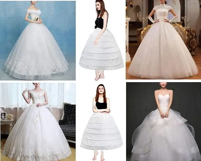 Barato 6 hoop crinoline branco longo casamento petticoat vestido de baile underskirt saia metade desliza acessórios de casamento