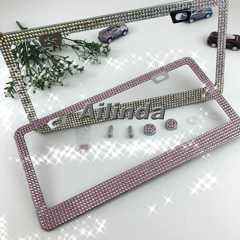 License plate frame with diamonds, rhinestones, acrylic diamonds, auto parts, stainless steel license plate frame