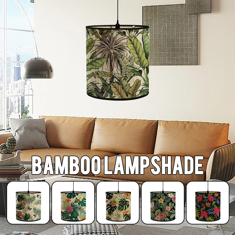 Bamboo Art Light Shade Retro European Style Lamp Shade Bamboo Light Cover Home Decor Chandelier Bar Coffee Shop Decor Lampshades