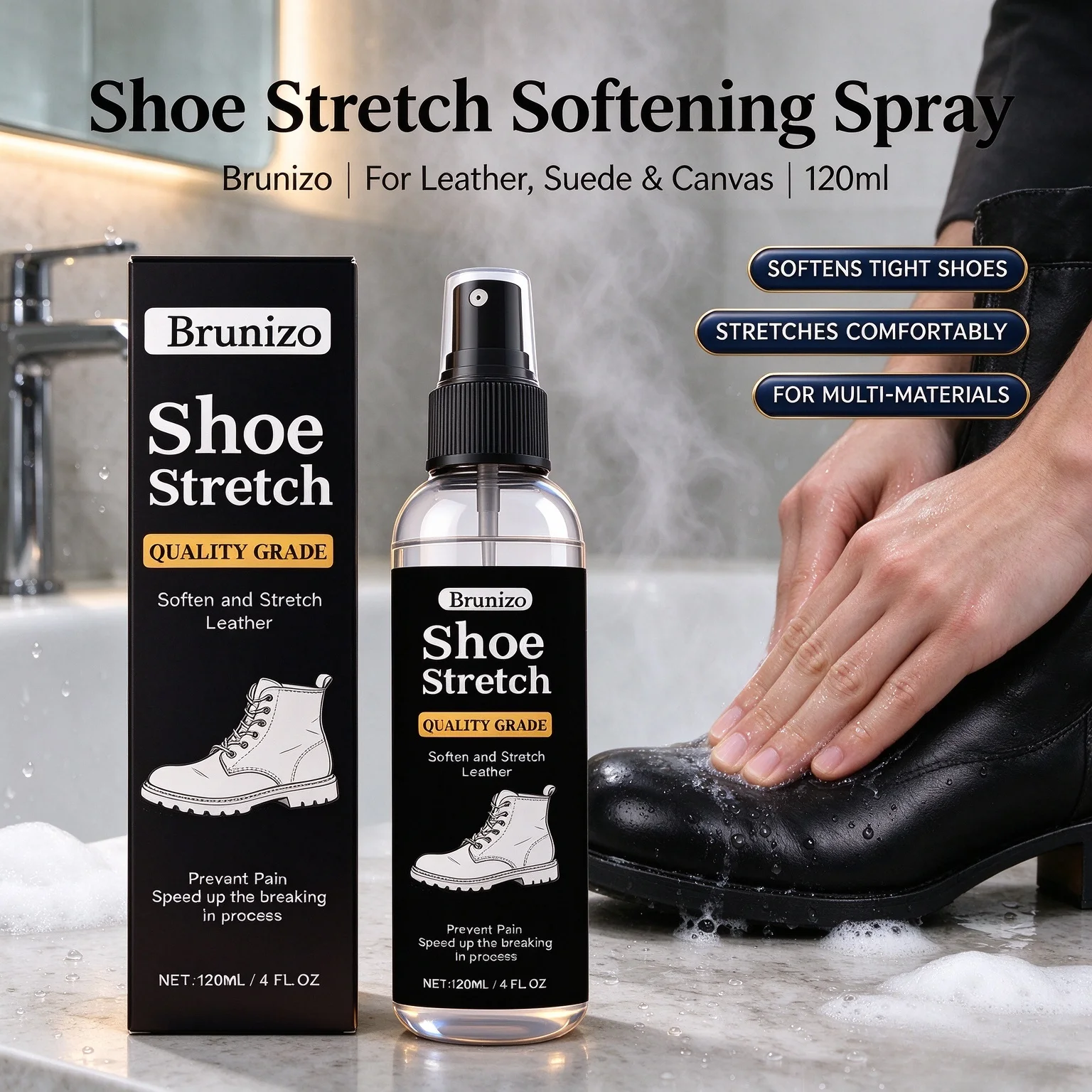 Shoe Stretcher Spray Professional Boot Stretching Liquid Softening Spray For Leather Suede Tight Shoes Soften Shoe Widener Spray
