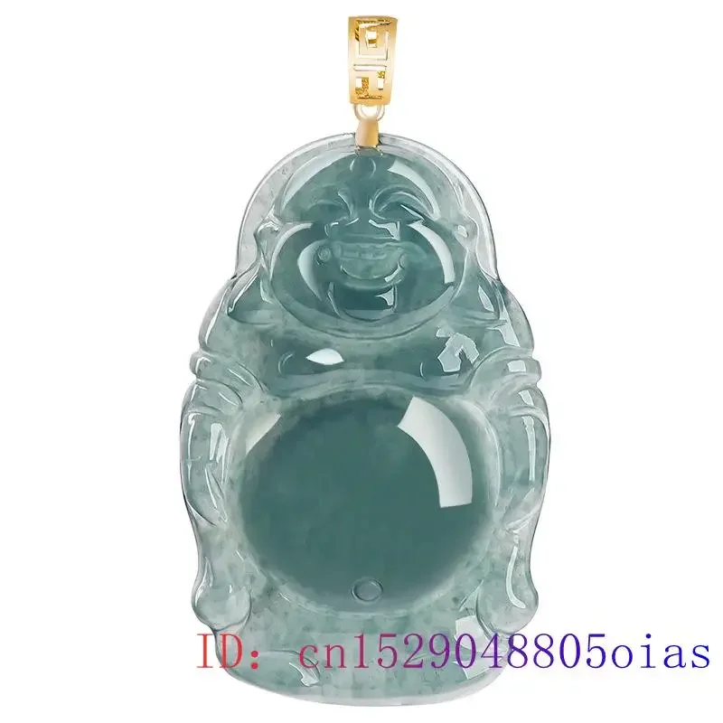 Colgante de Buda de Jade birmano, joyería, collar de piedra, regalos para mujeres, dijes de moda, Jadeíta Natural, plata 925, Esmeralda azul