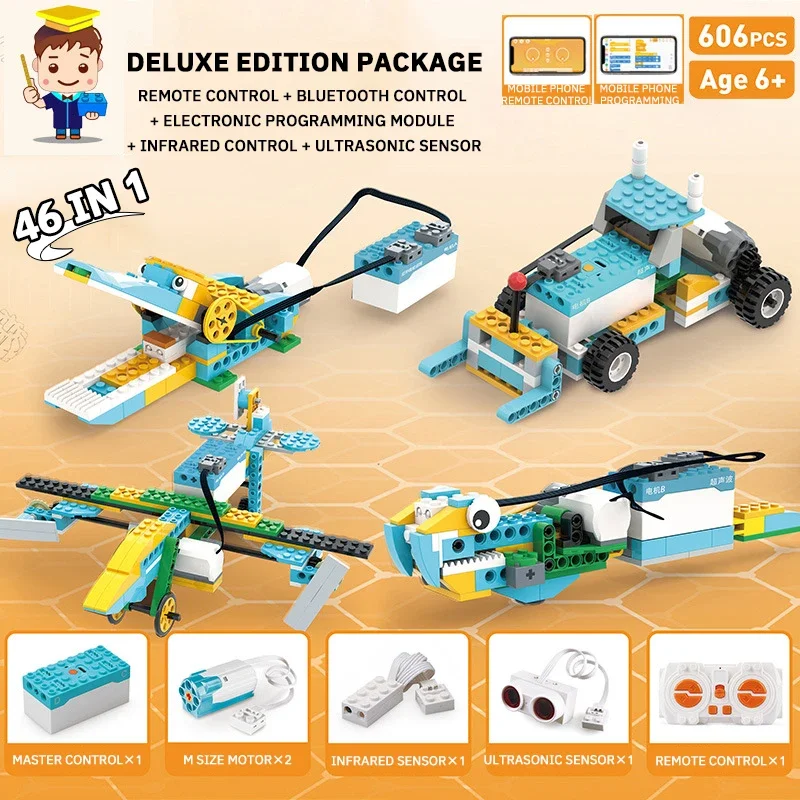 Blocchi educativi STEM: kit di mattoni robot programmabili, gruppo puzzle a vapore ad alta tecnologia per l'apprendimento precoce delle scienze