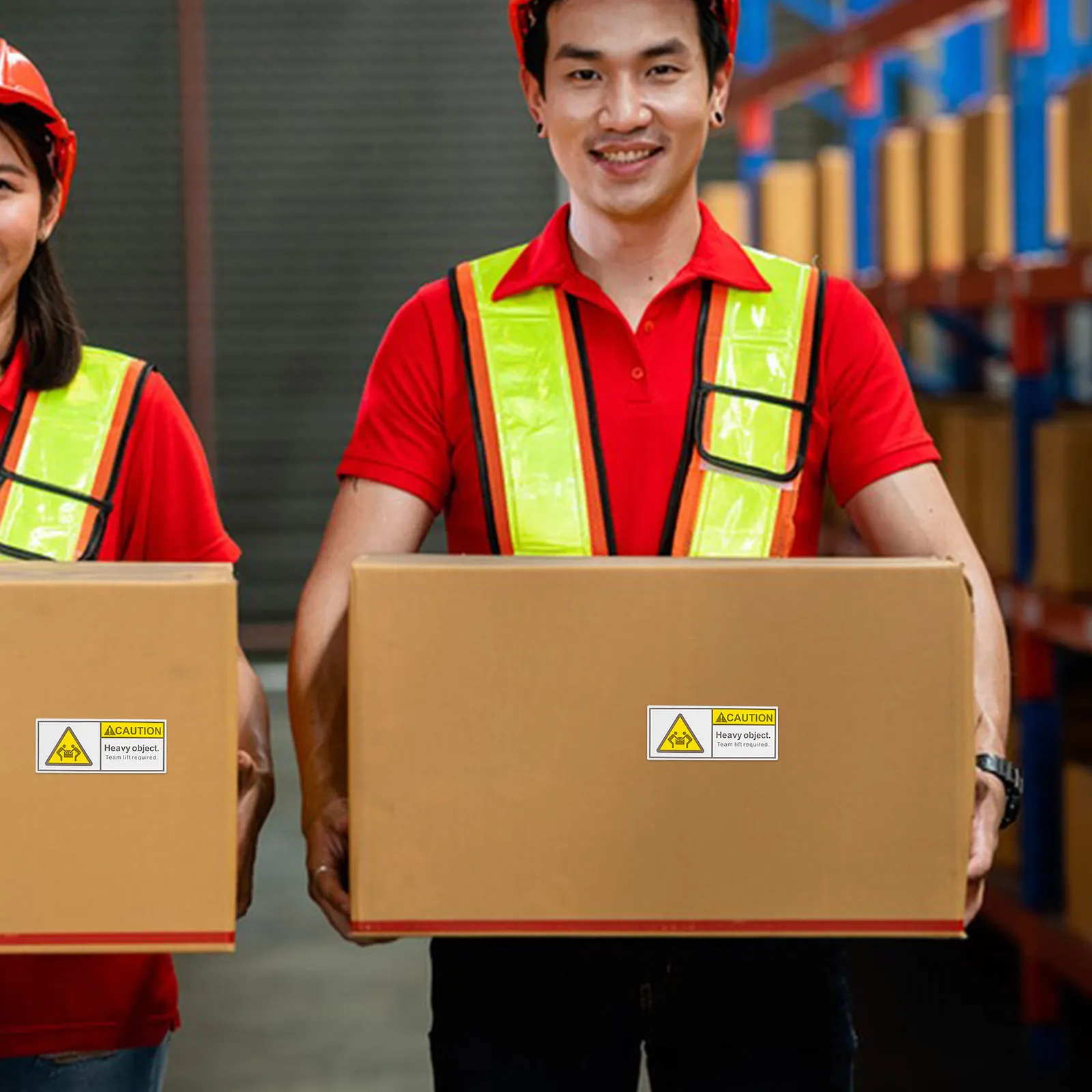 

Heavy Object Warning Sticker Team Lift Shipping Label Strong Adhesion Caution Stickers for Logistics Packaging and
