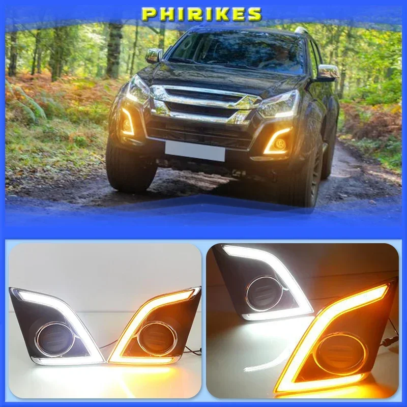 1Pair DRL For Isuzu D-max Dmax 2016 2017 LED Daytime Running Lights LED Front Bumper Fog Lamp Case Driving light