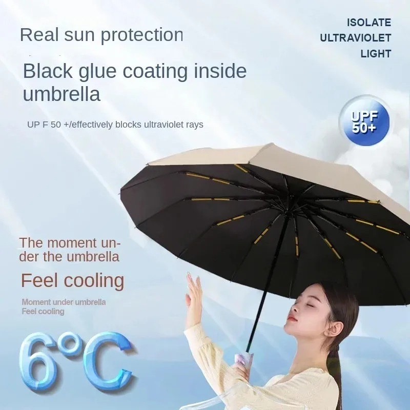 24 Ribs Windproof Automatic Umbrella, Large Stormproof, UV UPF 50+ Sun & Rain Protection Folding Umbrellas for Men and Women