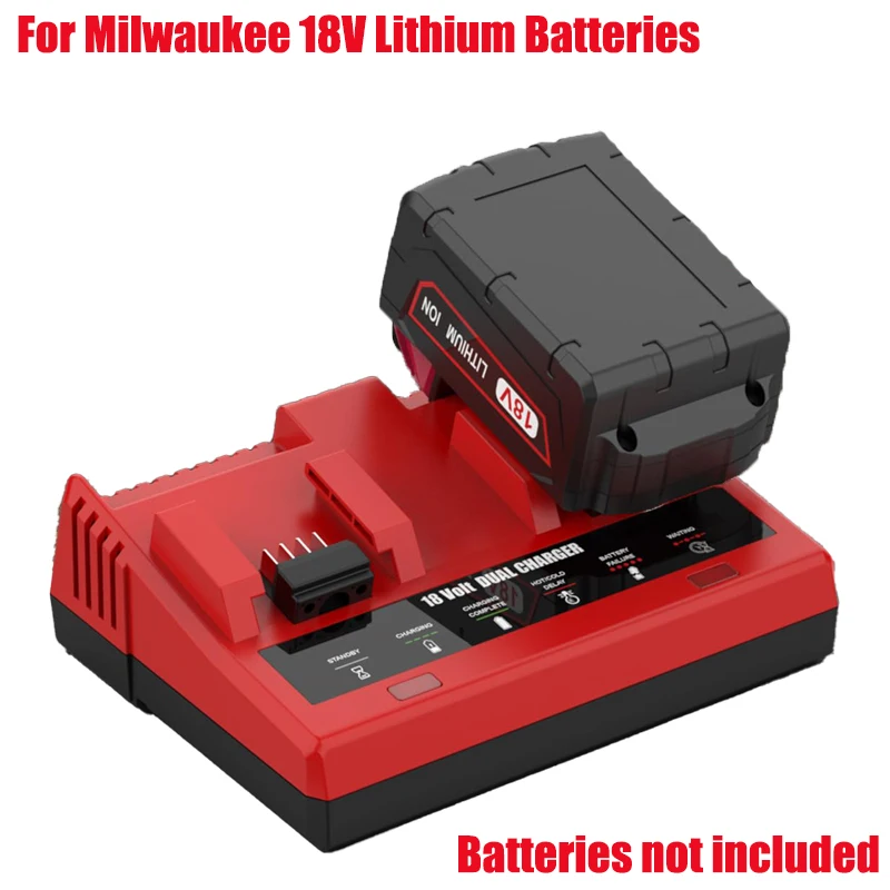 

Dual-Port Battery Charger Compatible for Milwaukee 18V Lithium Batteries Power Tool Battery Charger Rapid Charger Replacement