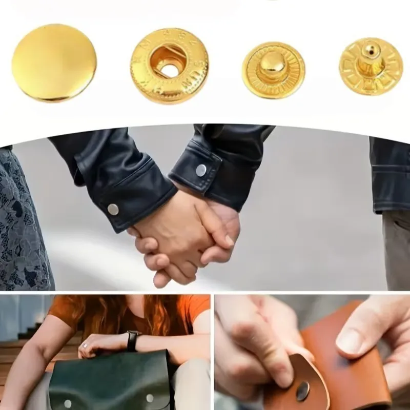 

48 шт., 15 мм, золотые прочные клейкие металлические застежки, прочная установка, усиленные застежки для ремней для сумок, одежда, ручное шитье