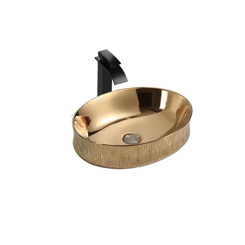 Hotel light luxury table basin oval wash basin single bathroom basin washbasin household ceramic water ripple