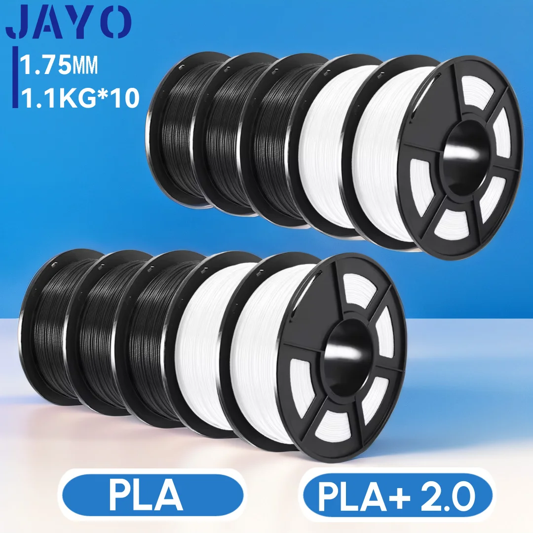 JAYO 3D PLA/PLA + 2.0 Printer Filament 1.75mm 10 Rolls PLA Non toxic & No bubbles 3D Printing Materials for 3D Printer&3D Pen