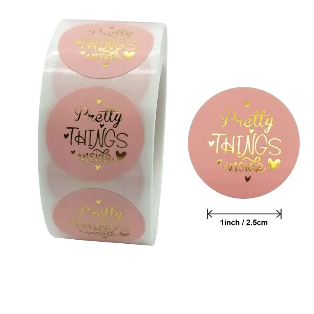 50Pcs Prettyกิจกรรมภายในสติกเกอร์1นิ้วรอบทองสติกเกอร์ขนาดเล็กธุรกิจบรรจุภัณฑ์ซีลป้ายสติกเกอร์