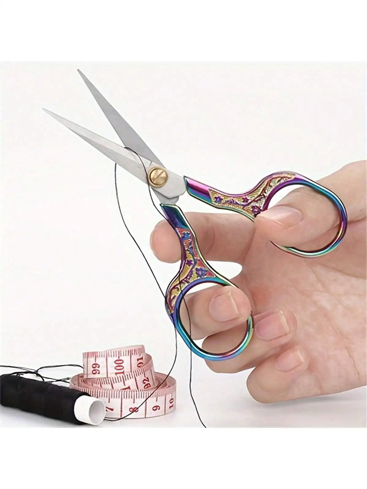Colorful Stainless Steel Sewing Scissors Vintage Rainbow Tailor Shears Sharp Fabric Cutter for Dressmaker DIY Crafts Sewing Accessories - view 4