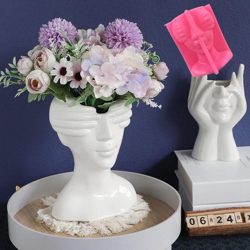 Nowy 3D Blind Goddess Vase Epoxy Resin Silicone Mold Nordic Human Woman Vase Flower Pot Concrete Cement Gypsum Silicone Mold