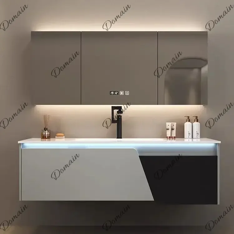 IOB Bathroom Cabinet Ceramic Integrated Basin Washbasin Countertop Washbasin Cabinet Slate Integrated Vanity Seamless Drawers