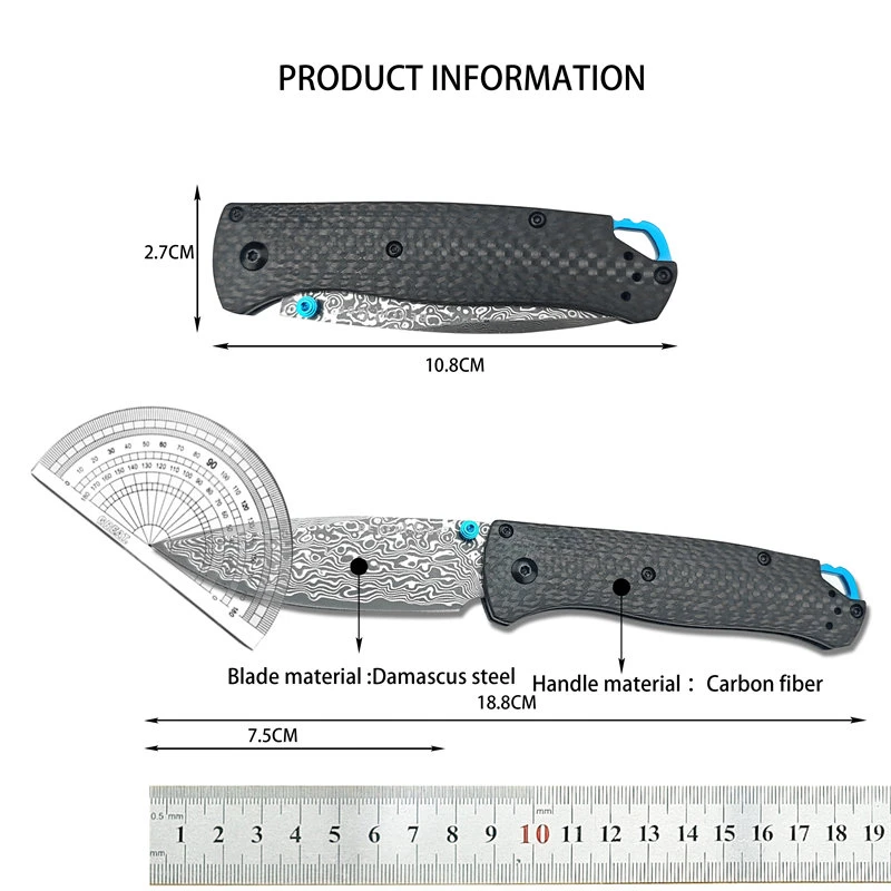 BM535 carbon fiber Dama carbon fiber handle Damascus steel handle outdoor camping tactical hunting EDC folding knife