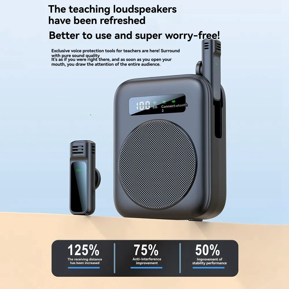 AS95-Penguat Suara Bluetooth dengan Mikrofon Kerah Lavalier Nirkabel Magnetik, untuk Ruang Kelas/Yoga/Konferensi