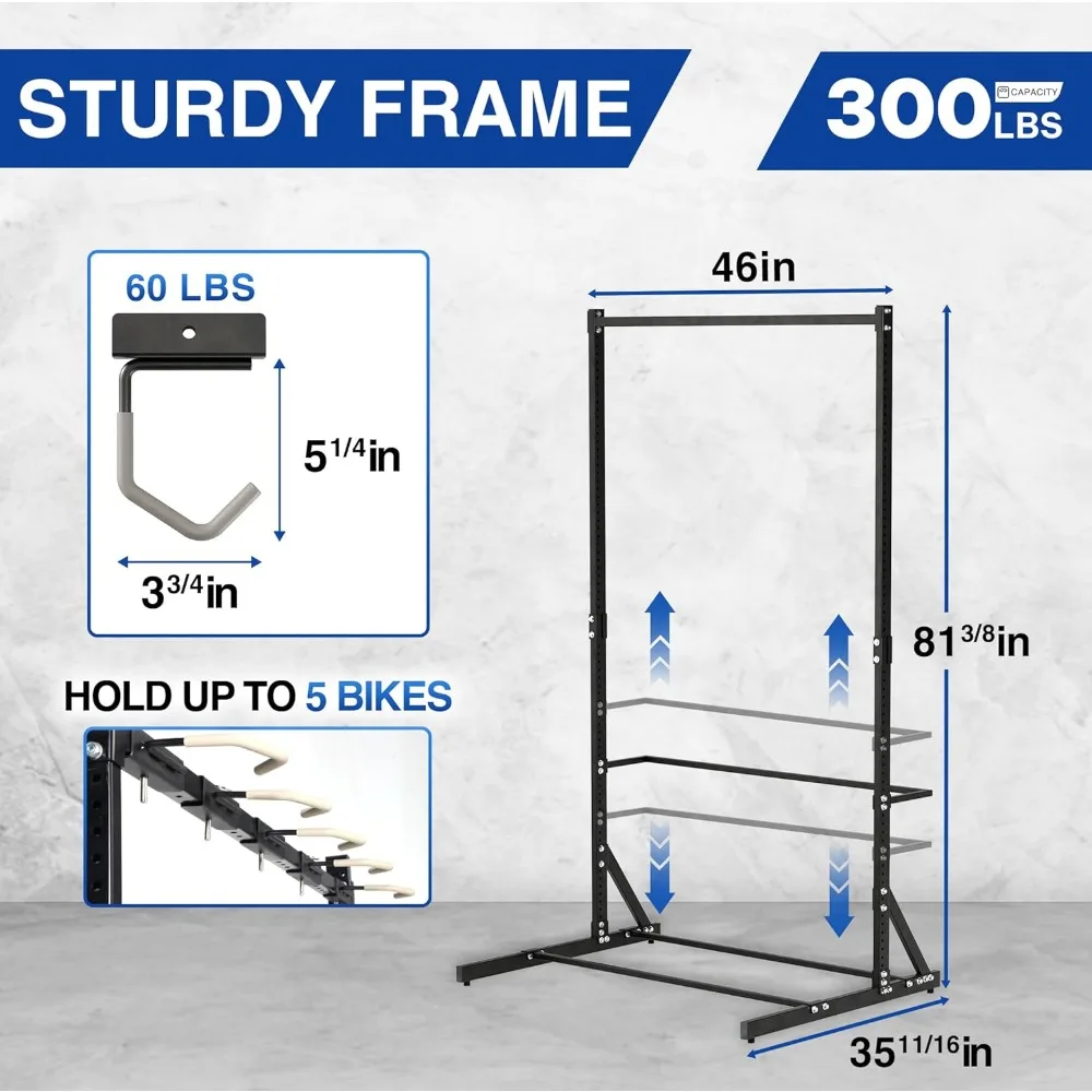 Freestanding Bike Storage Rack, 300 Lbs 5 Levels Sturdy Steel Vertical Bike Rack, Bike Racks for Home and Garage Organizer